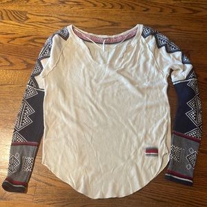Free People v-neck raglan Aztec and cuff sweater